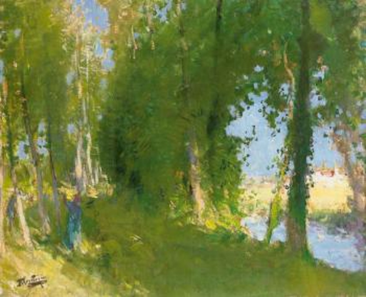 Au bord de la riviere by Pierre Eugène Montezin