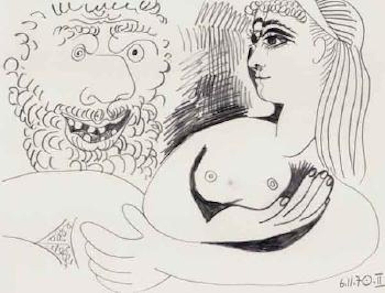 Vieil homme et femme accoudee by Pablo Picasso