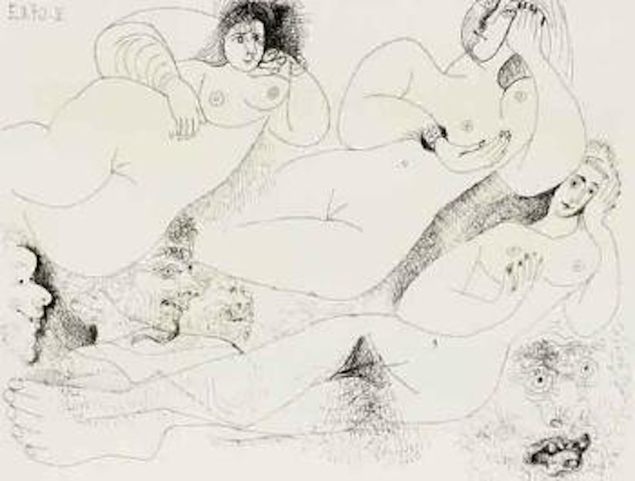 Trois femmes et tete d'homme by Pablo Picasso