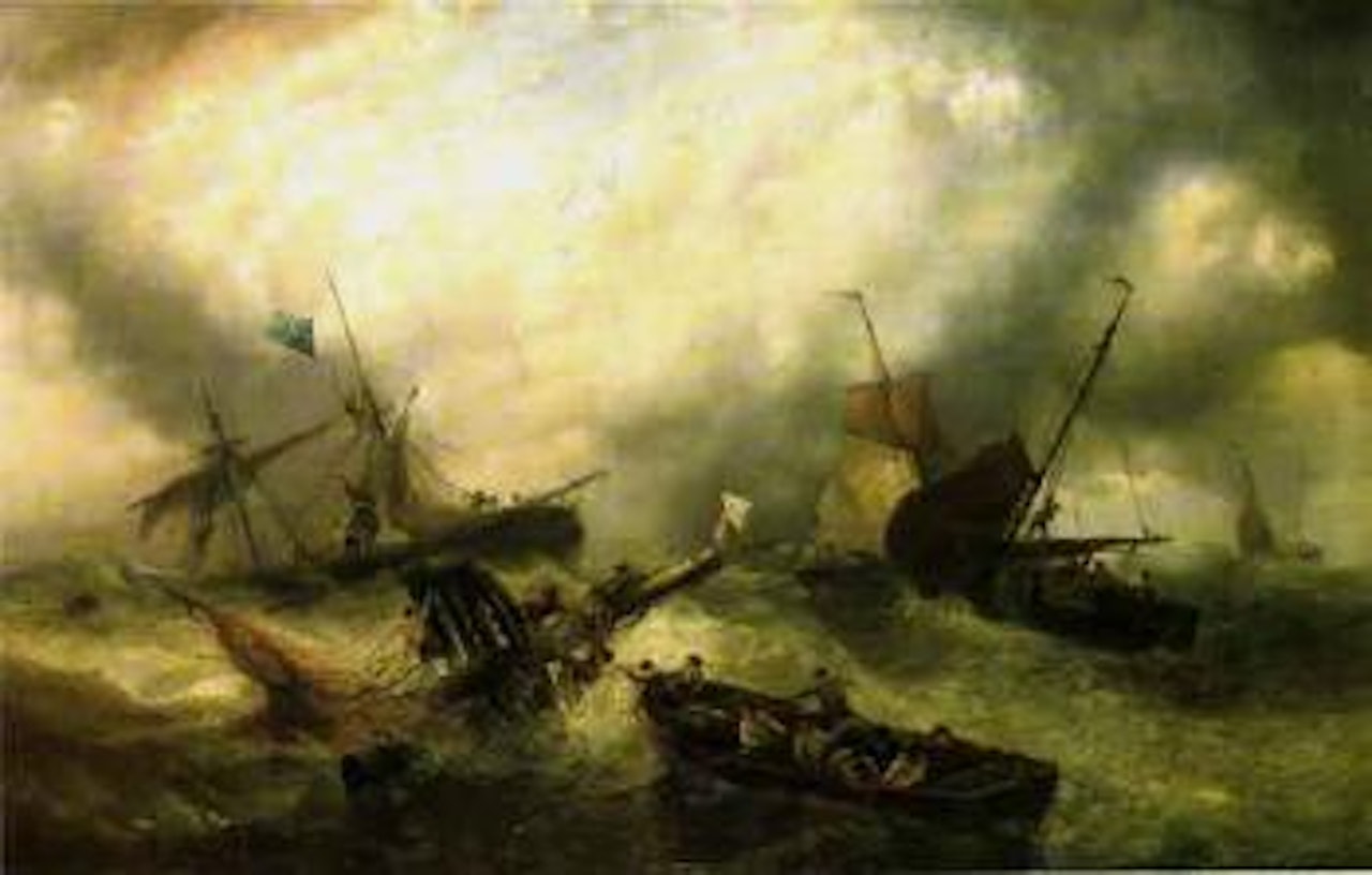 Marine par gros temps avec scene de naufrage by François Etienne Musin