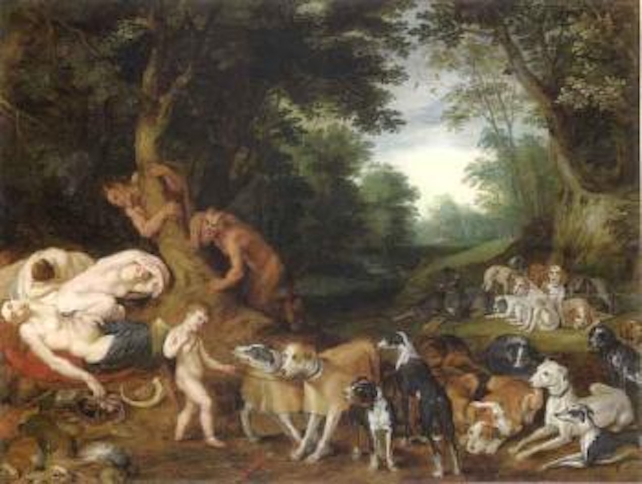 Nymphes endormies surprises par des satyres by Flemish School