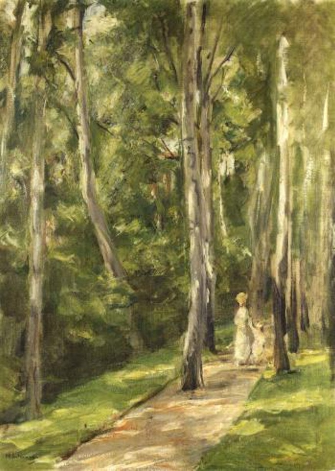 Die Birkenallee im Wannseegarten - Alley of birches in the Wannsee garden by Max Liebermann