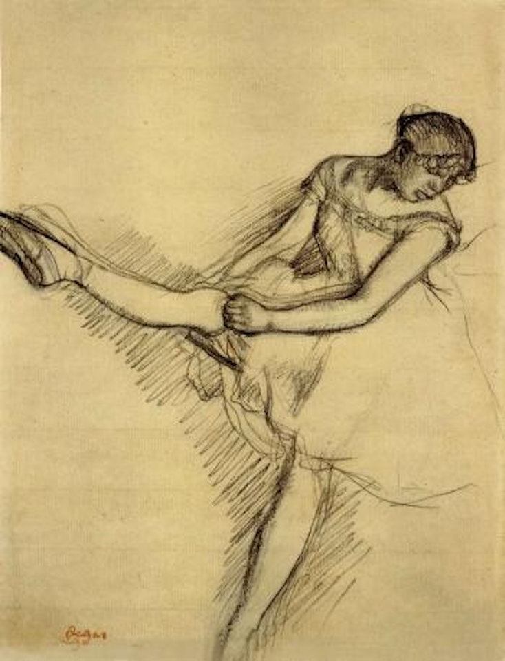 Danseuse assise, reajustant son bas by Edgar Degas