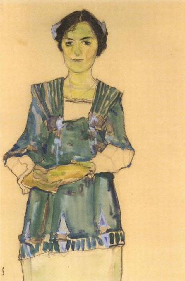 Madchen mit gestreifter Bluse - Girl with striped blouse by Egon Schiele