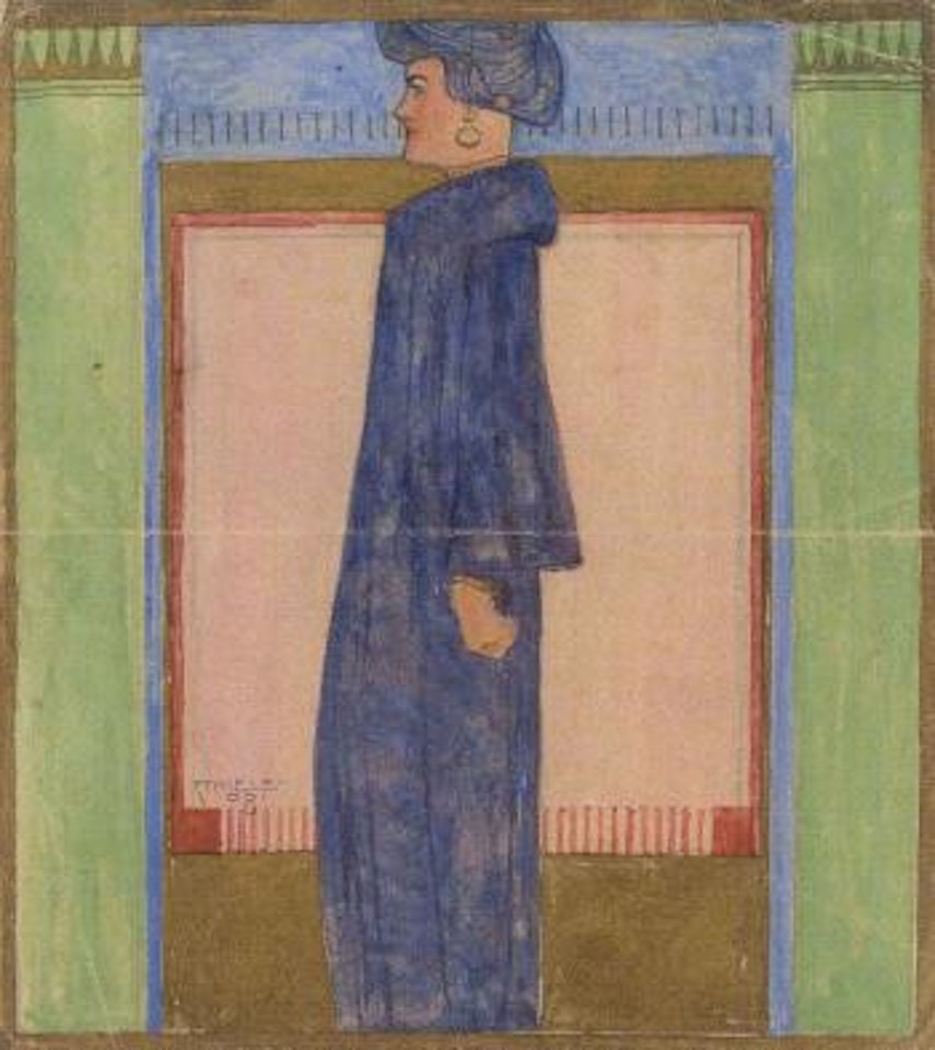 Stehender Frau im Profil - Standing woman in profile by Egon Schiele