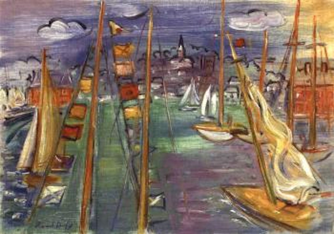 Bateaux pavoises dans le bassin de Deauville by Raoul Dufy
