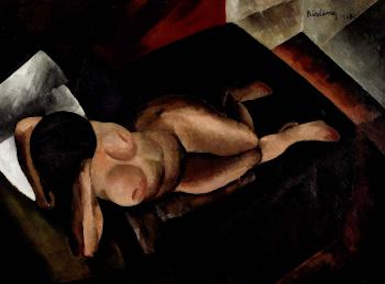 Nu sur un divan noir by Moïse Kisling
