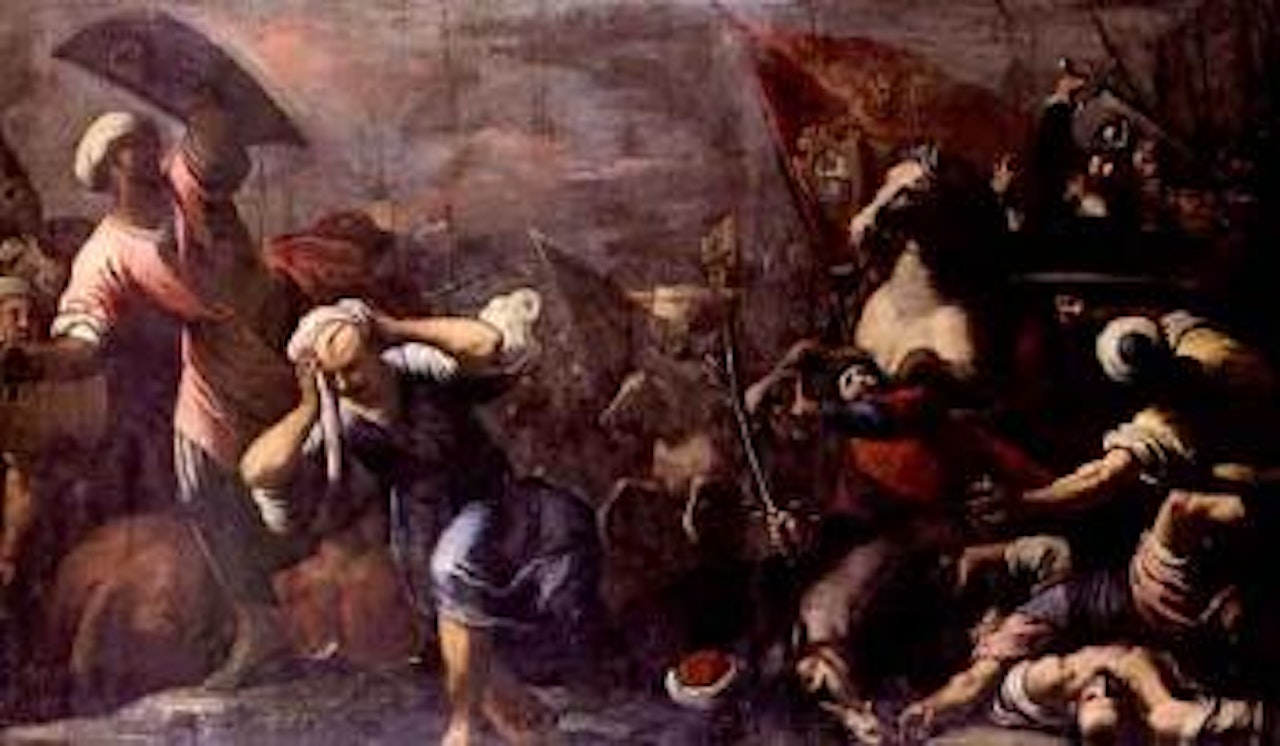 Tommaso Mocenigo leading the Venetian army against the Turks by Jacopo Palma il Giovane