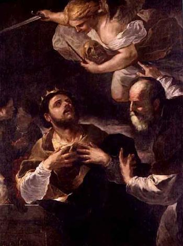 Prophet Gad offering King David the choice of three punishments, Famine, Civil War or Plague by Circle of Luca Giordano