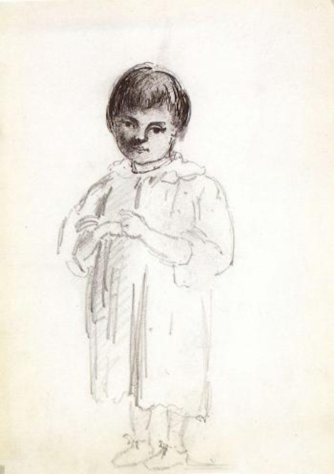 Standing boy. Studies of a woman sweeping, another holding a basket by Camille Pissarro