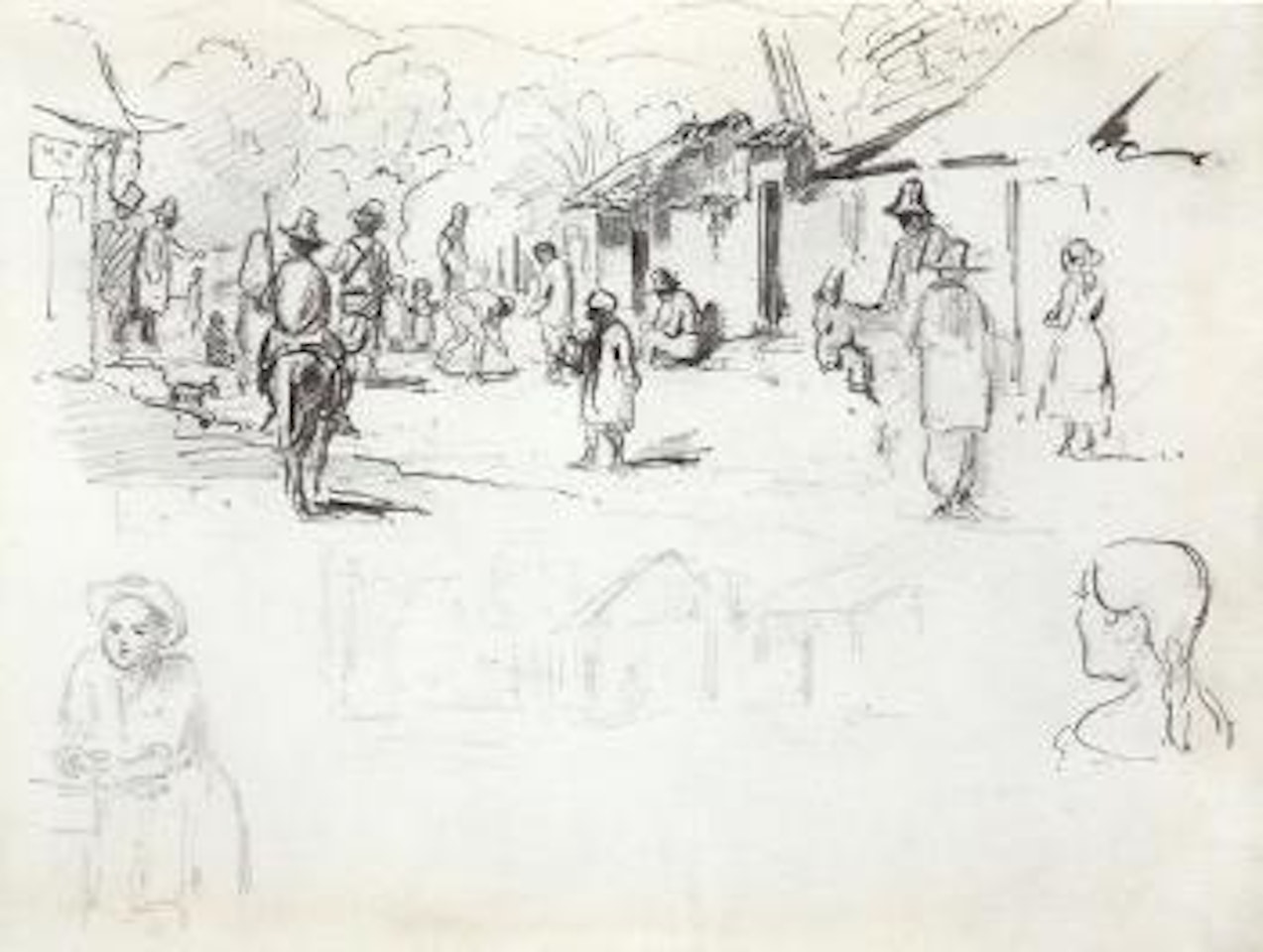 Street scene with Indians. Agave tree in Caracas by Camille Pissarro