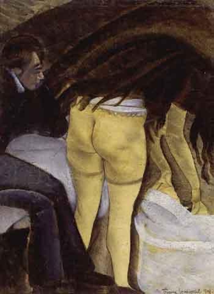 Nightclub with profile portrait of Meterhold by Boris Grigoriev