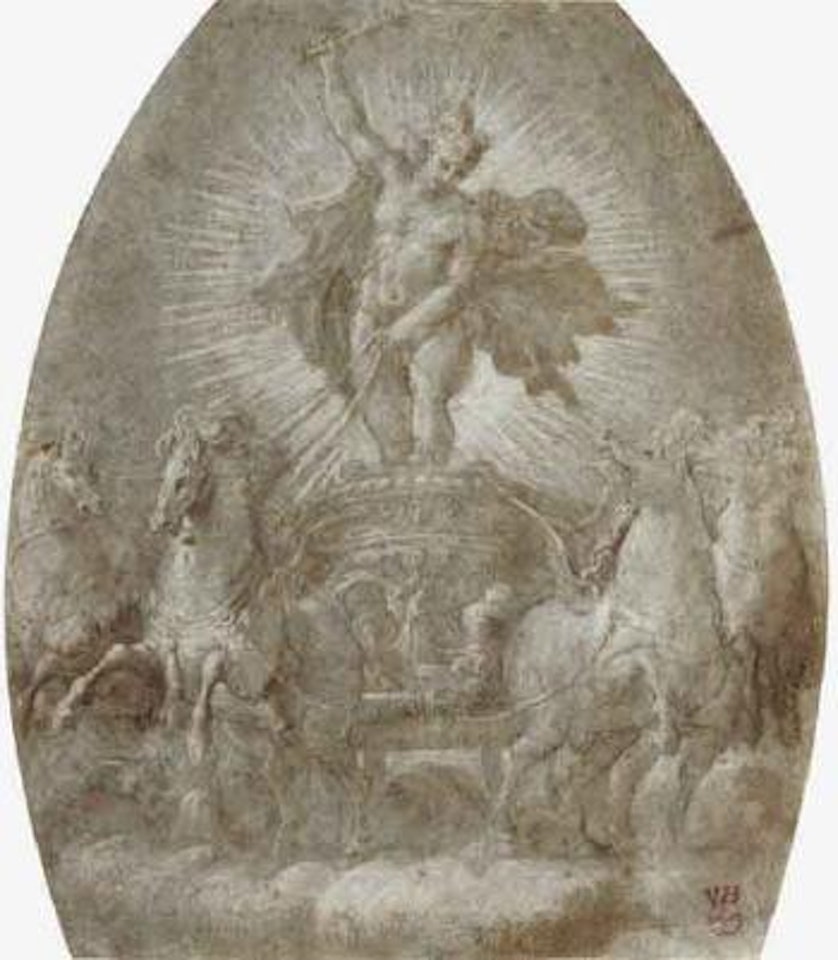Apollo driving his chariot, design for glass intaglio by Francesco Salviati