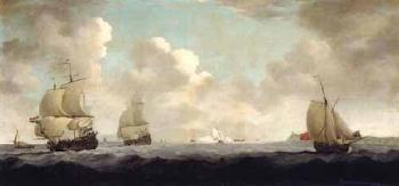 Action in the Channel between the English and Dutch fleets by Peter Monamy