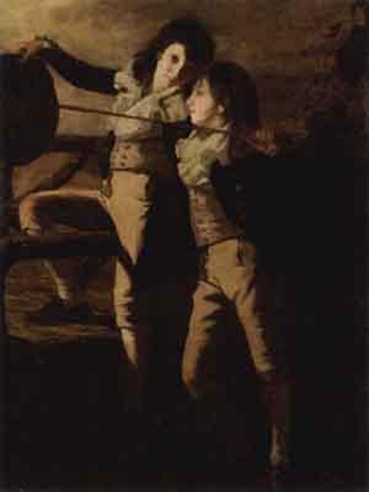 Portrait of two brothers in a landscape by French School