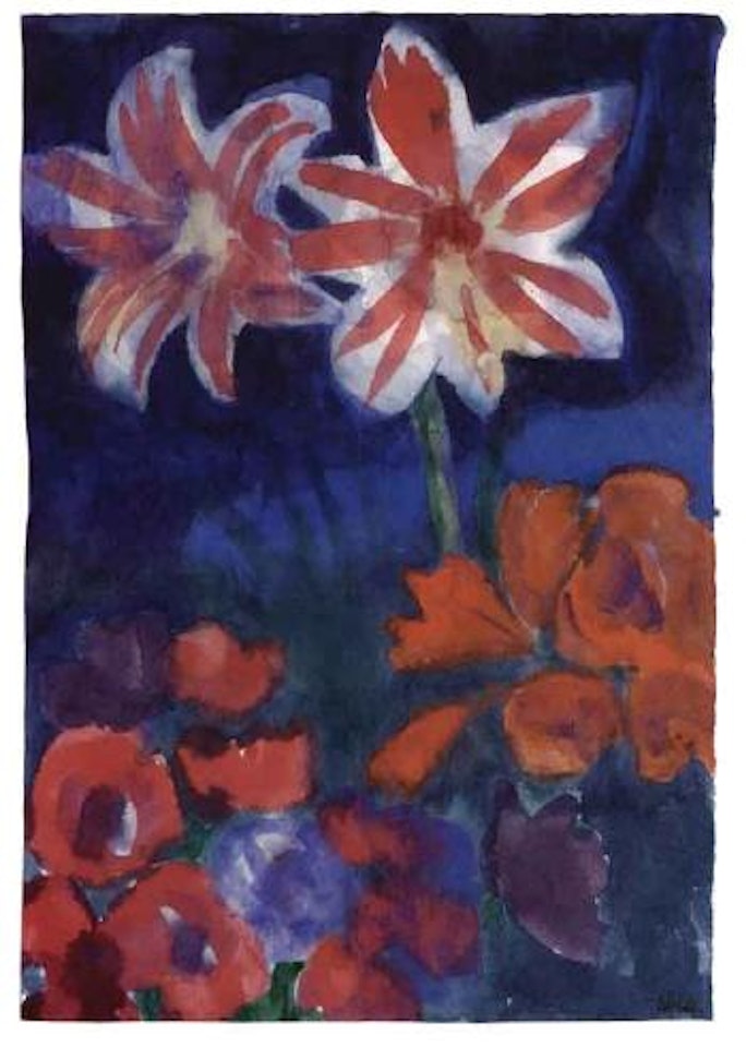 Amaryllis with red poppies by Emil Nolde