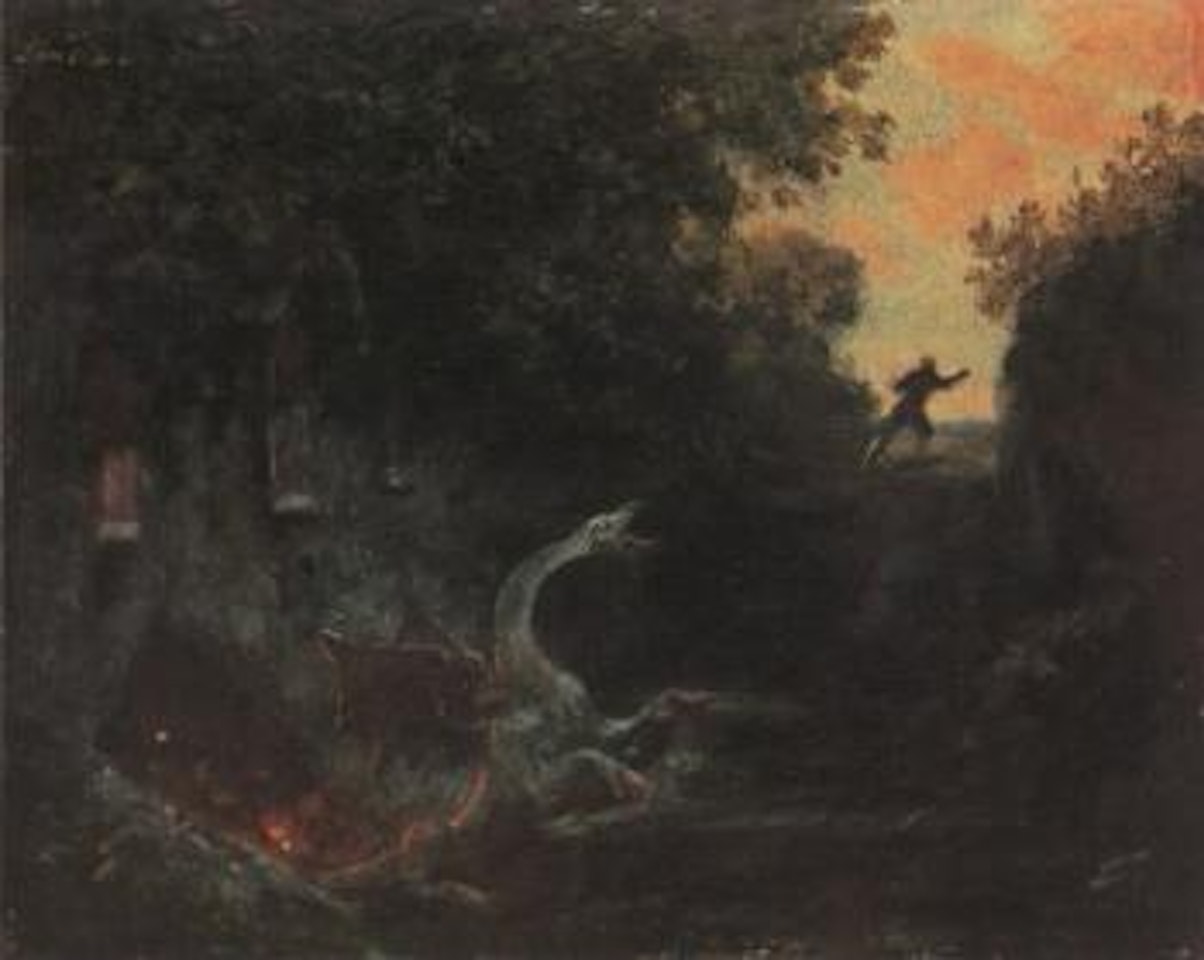 Traveller scared by dragon by Carl Spitzweg