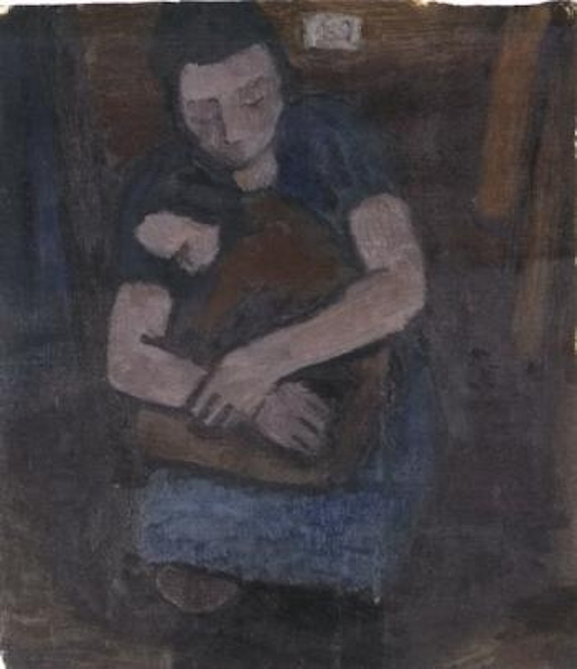 Mother and child in railway carriage by Gabriele Münter