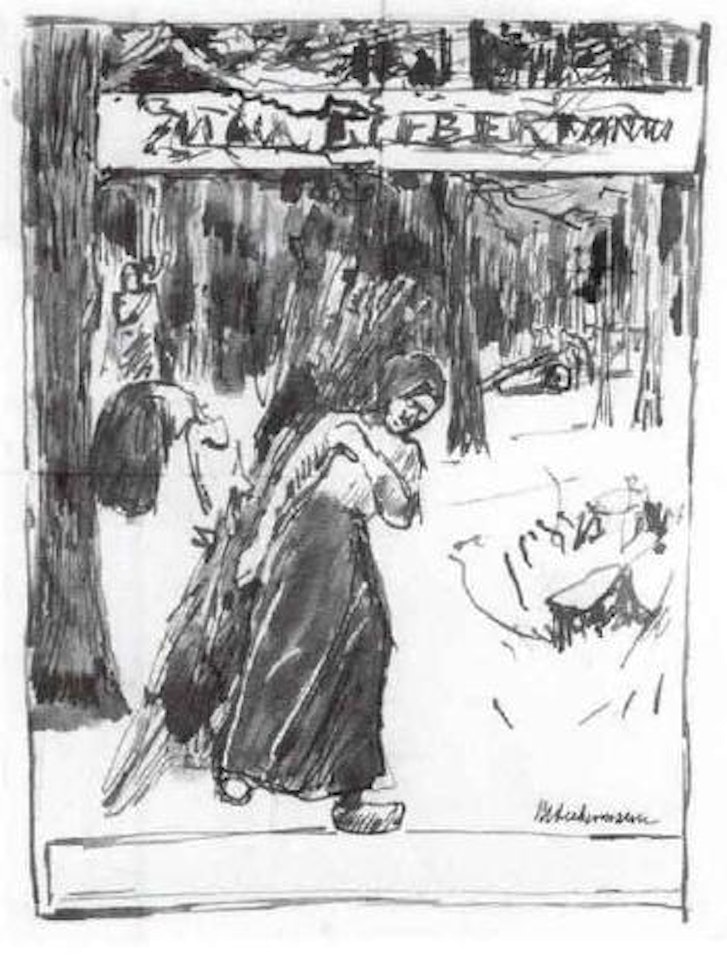 Woman gathering sticks by Max Liebermann