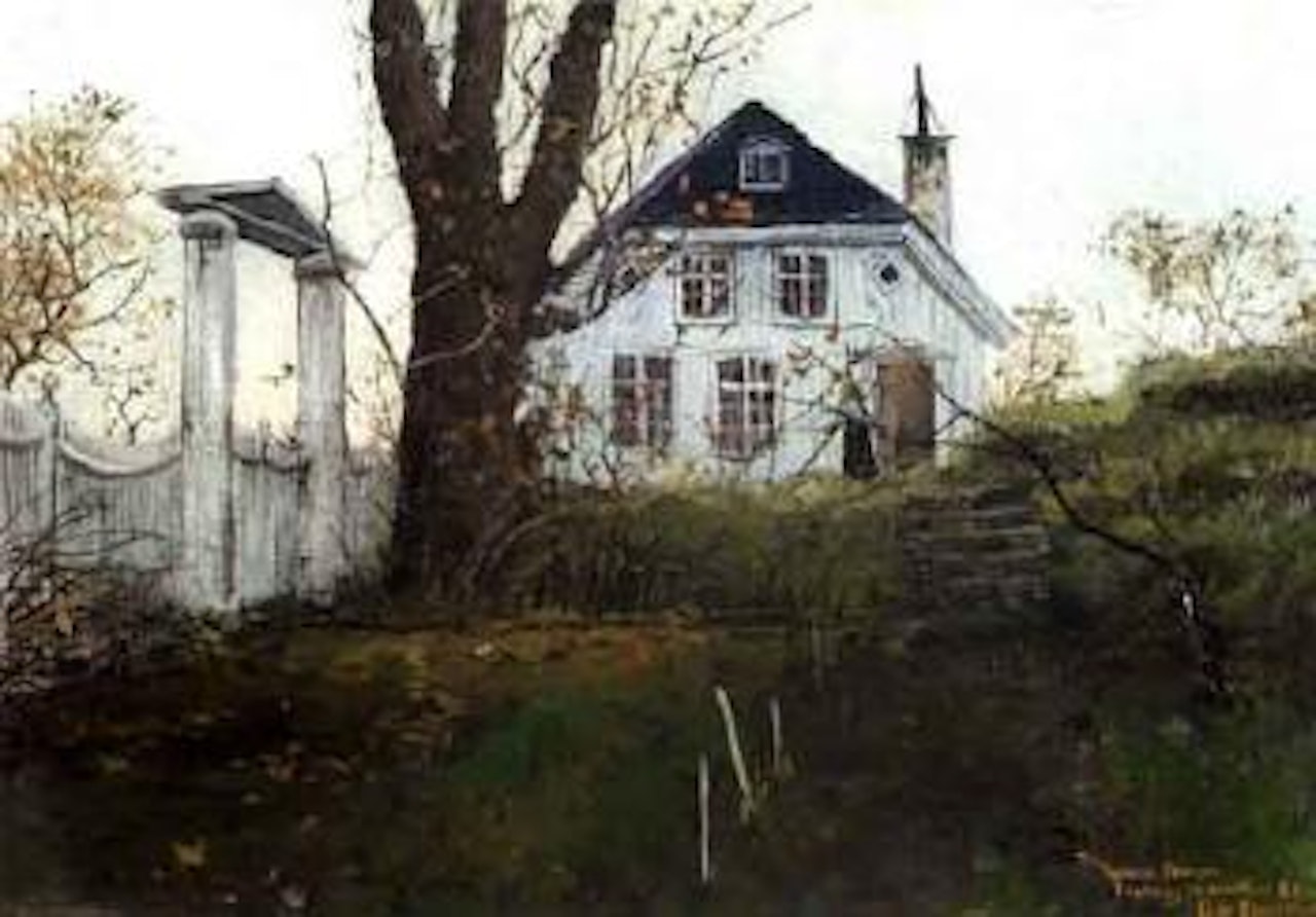 The old Hjem Rentlegarden, Kragero by Fritz Thaulow