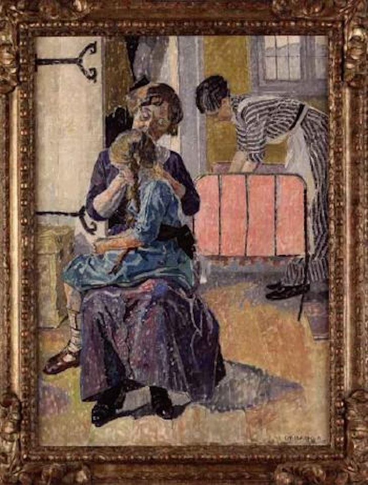 The morning toilet - girl on mother's knee by Carl Wilhelmson