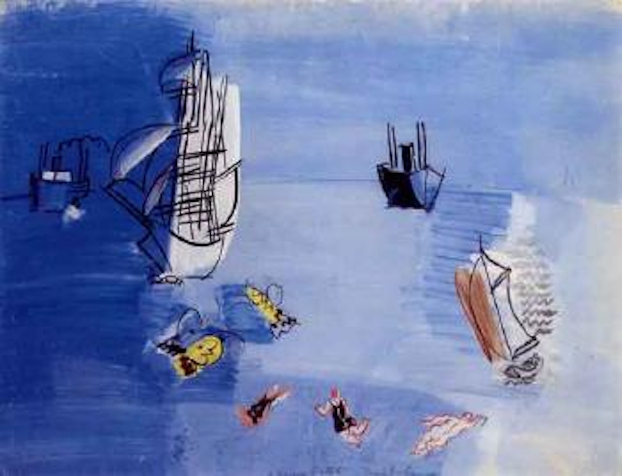 Voiliers, baigneuses et papillons by Raoul Dufy