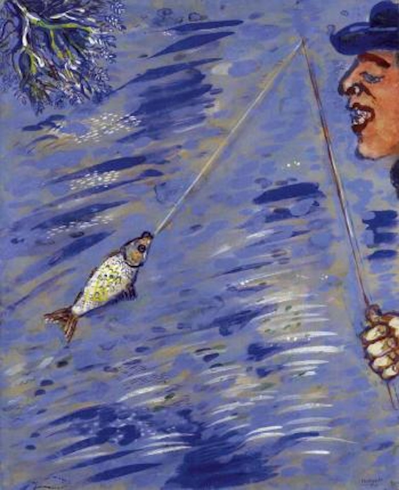 Petit poisson et pecheur by Marc Chagall