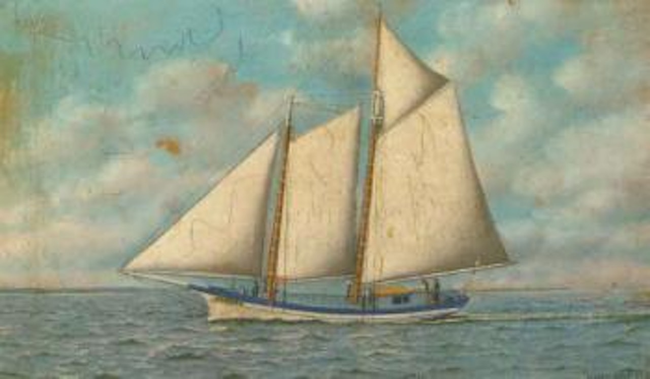 The fishing smack Virginia off a coast by Antonio Jacobsen