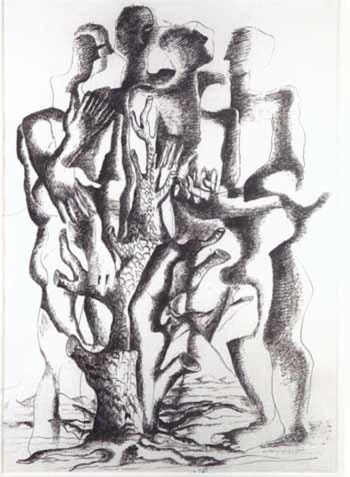 Quatre personnages a l'arbre by Ossip Zadkine