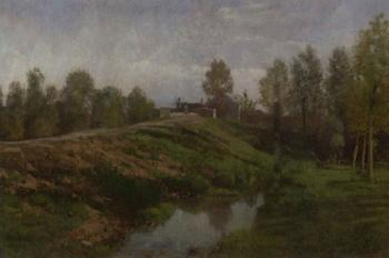 High road along stream by Childe Hassam