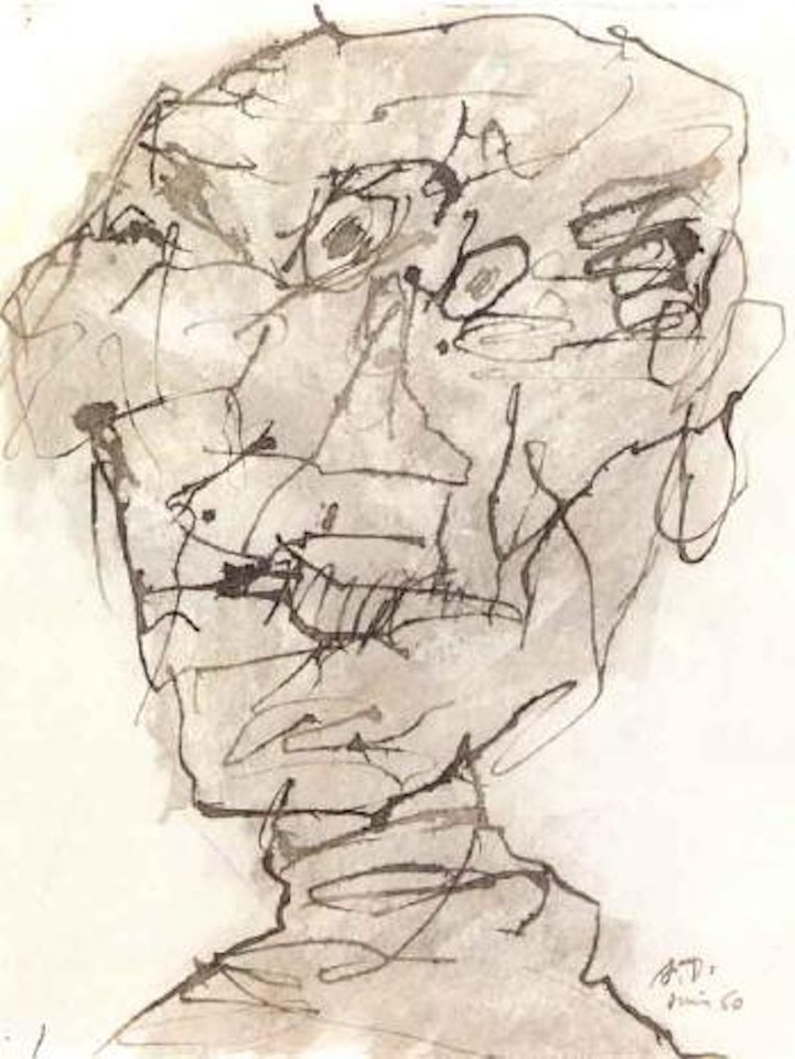 Visage d'homme ride by Jean Dubuffet