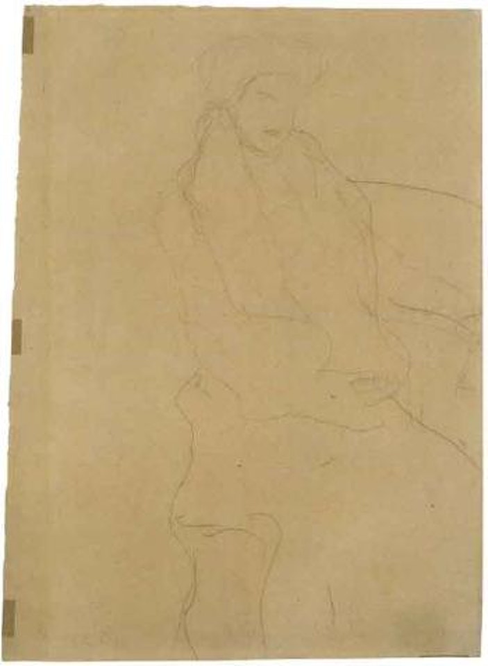 Sitting in an armchair, study of Hermine Gallis by Gustav Klimt