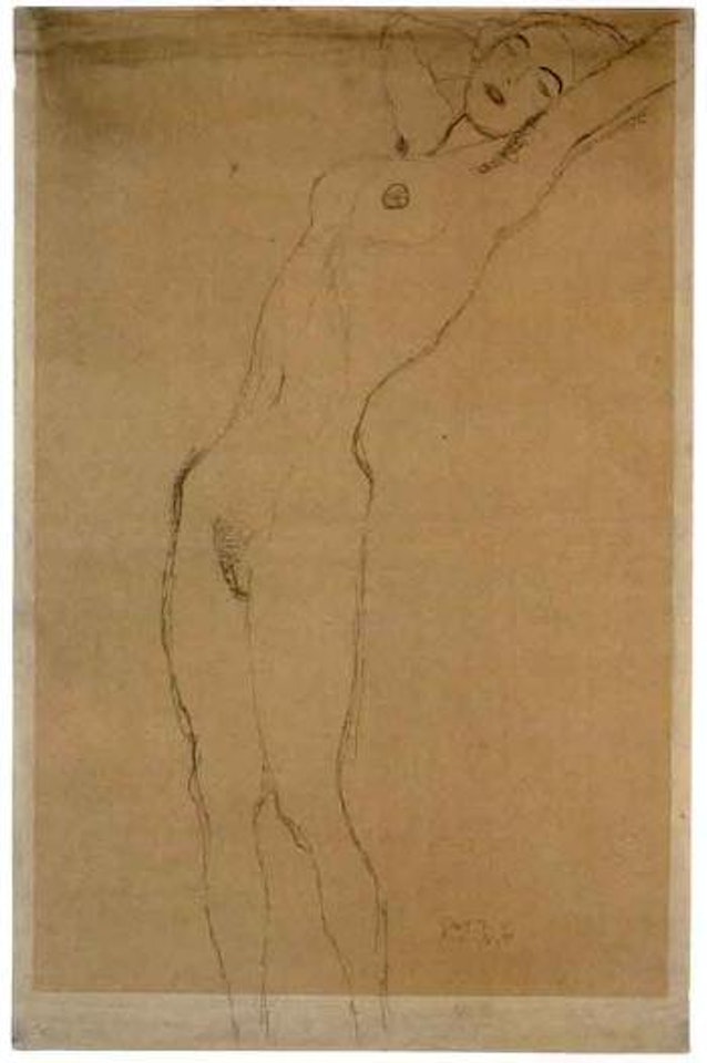 Nude with outstretched arms, study for Die Jungfrau by Gustav Klimt