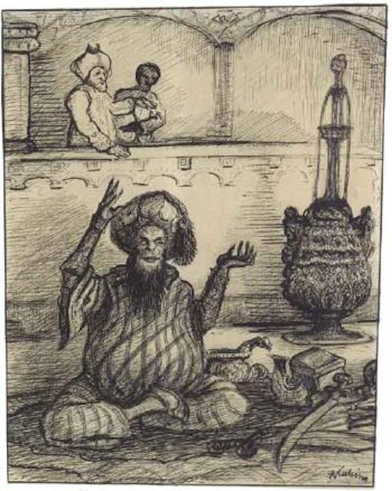 Illustration for the fable Kalif Storch from Wilhelm Hauff by Alfred Kubin