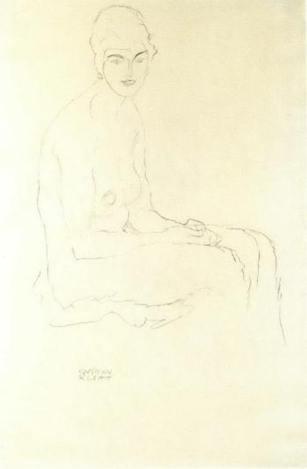 Nude sitting, facing right by Gustav Klimt