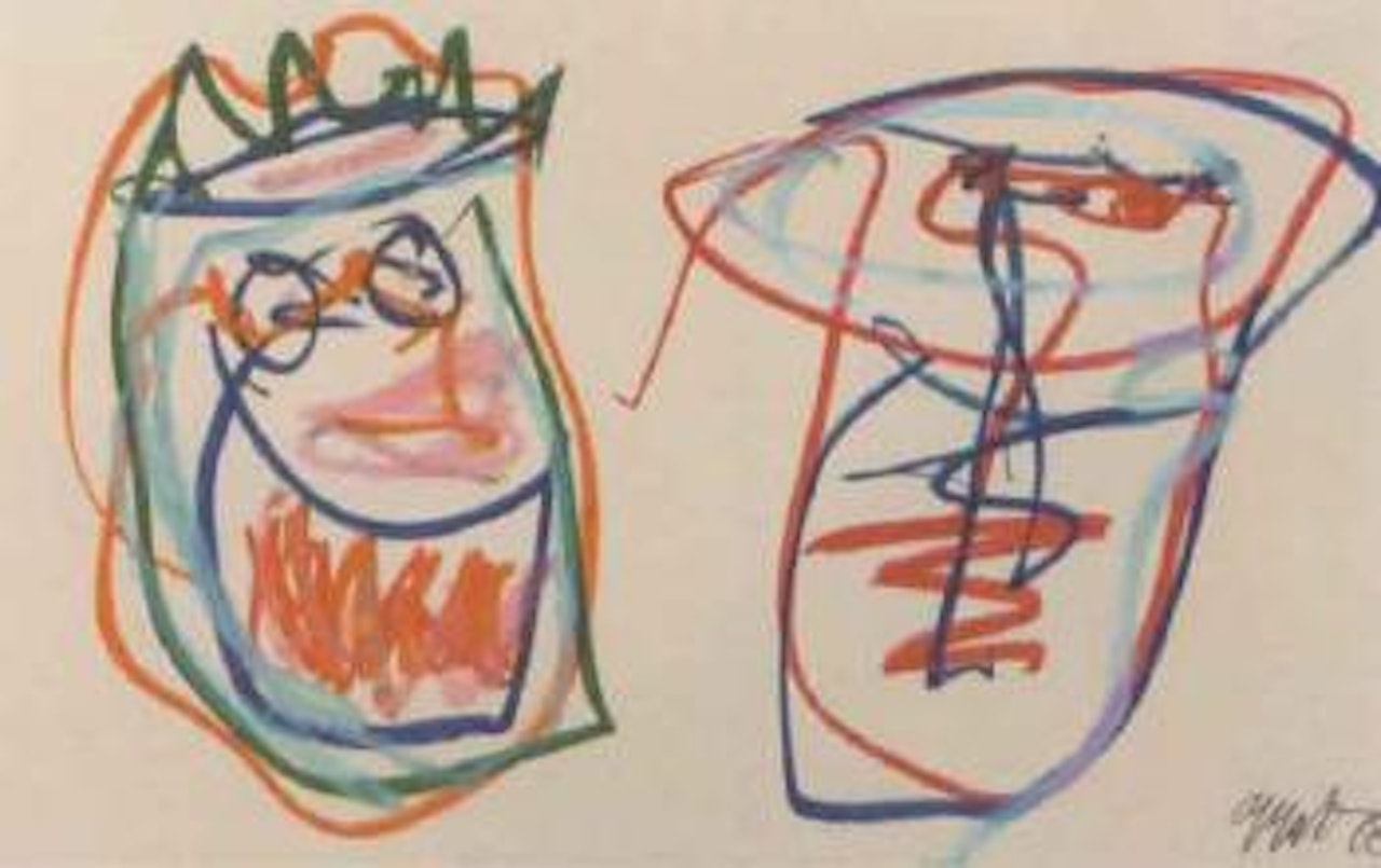 Twee vliegende hoofden - Two flying heads by Karel Appel