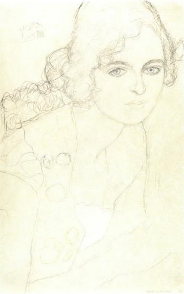 Bust portrait of Ria Munk III, three-quarter profile towards the right by Gustav Klimt