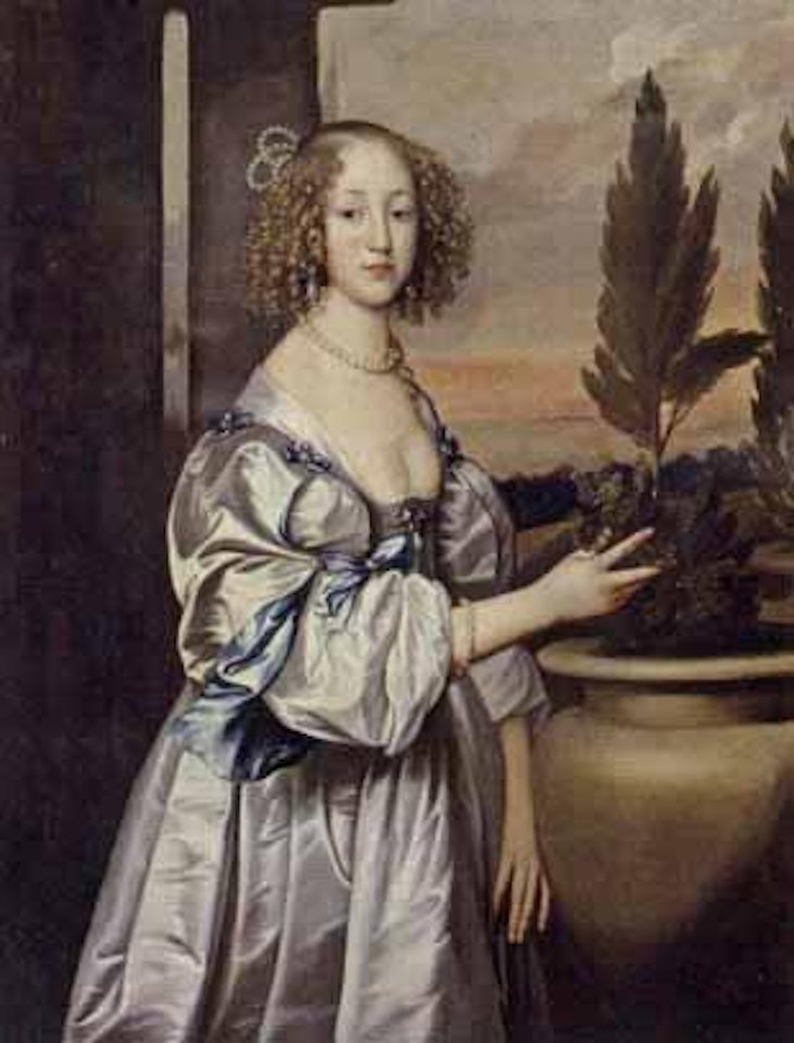 Portrait of a young lady standing before a landscape by Anthony van Dyck