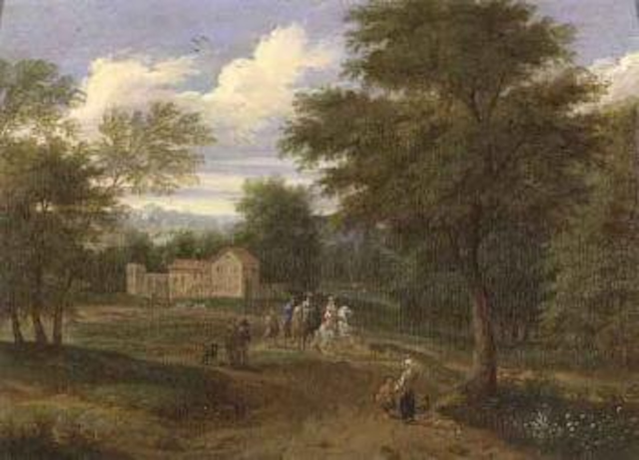 Paysage boise avec cavaliers by Adriaen Frans Boudewyns by Pieter Bout
