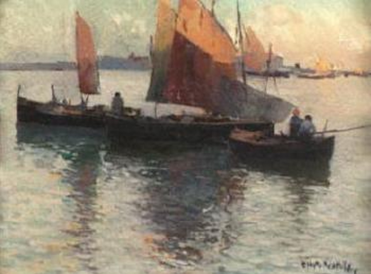 Fishing boats in the Gulf of Naples by Fausto Pratella