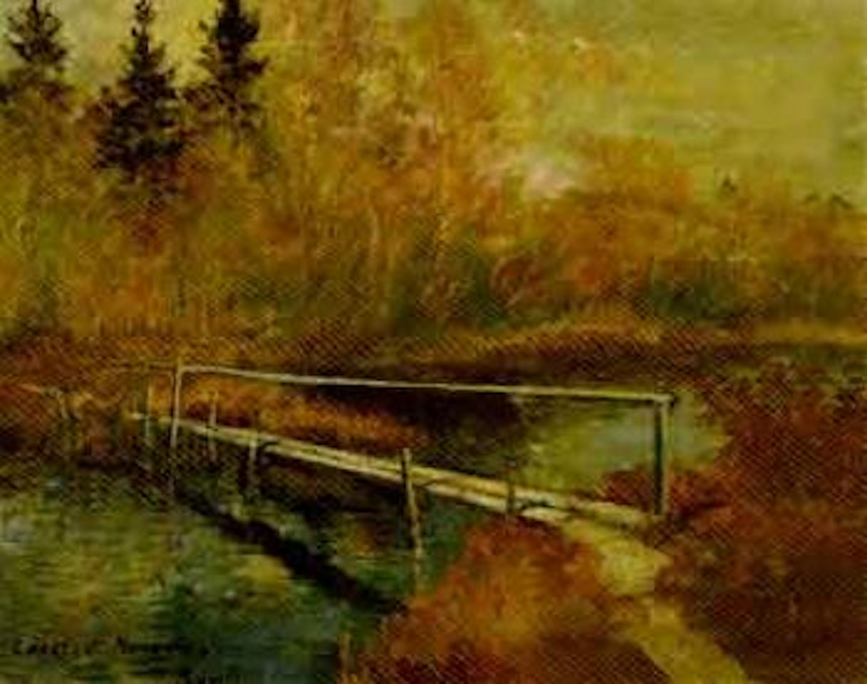 Rickety bridge by Russian School