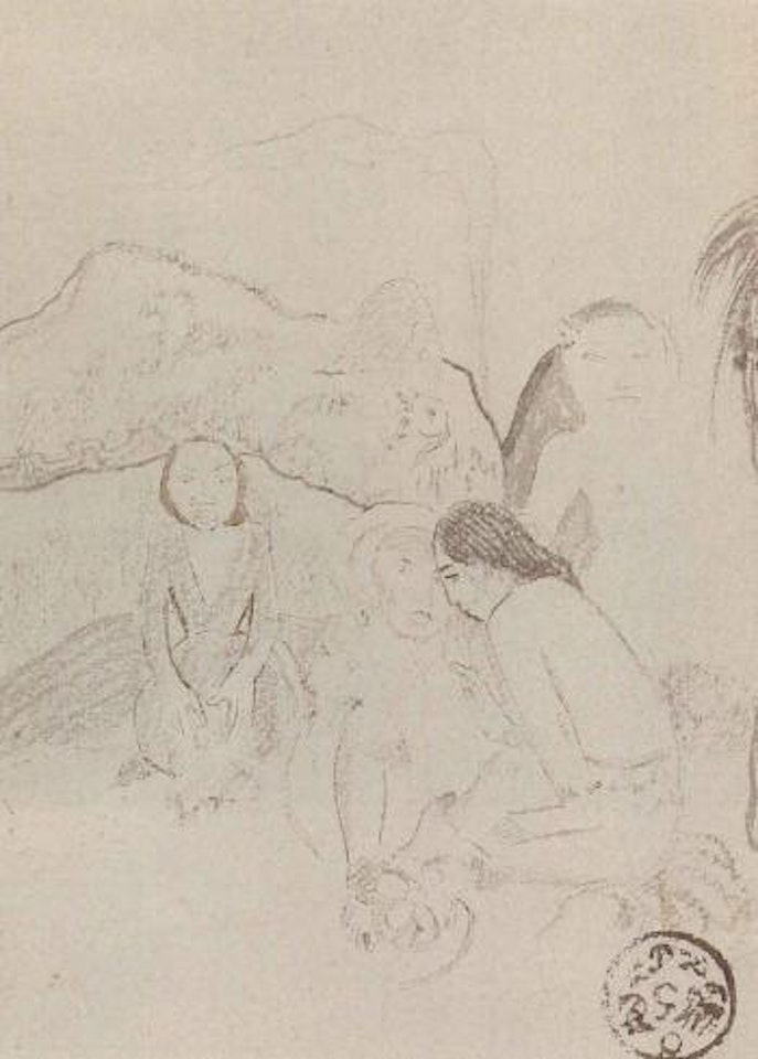 Deux Tahitiennes avec idoles by Paul Gauguin