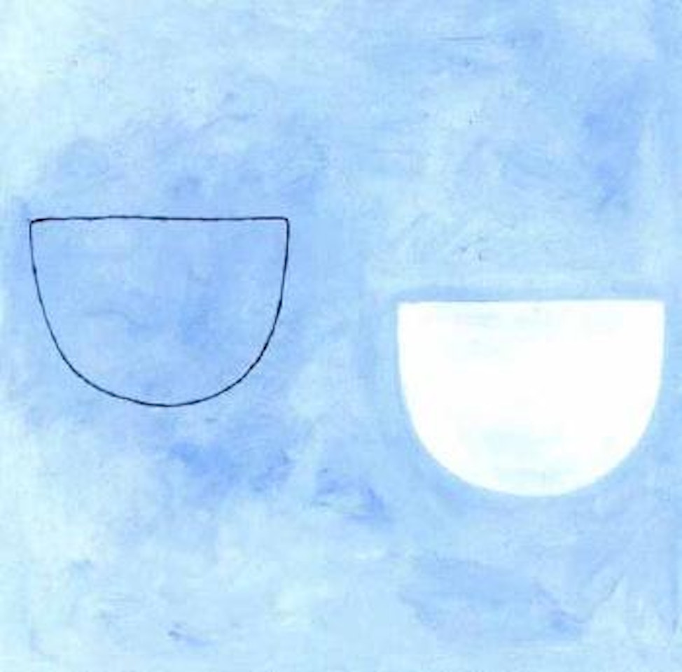 Pale blue, white linear by William Scott