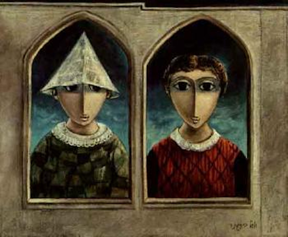 Boy and girl by Yosl Bergner