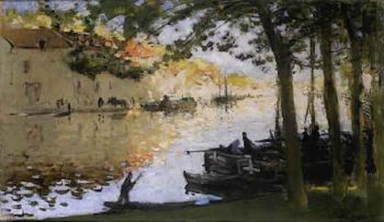 Peniches a quai by Pierre Eugène Montezin