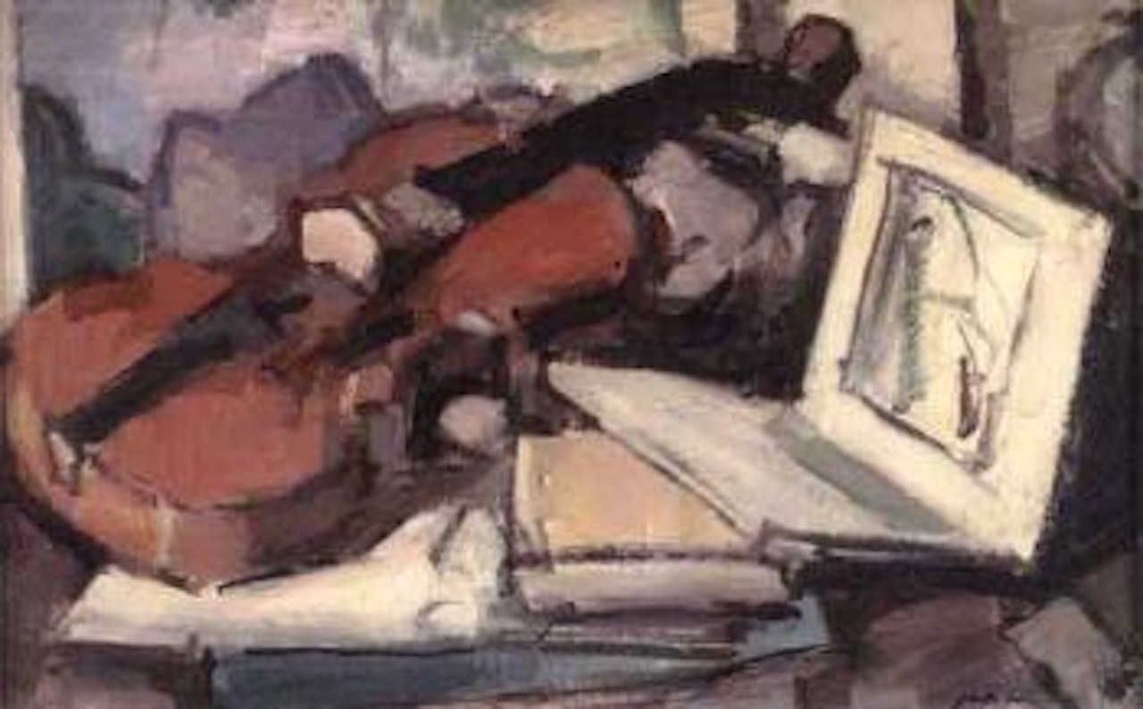 Still life with violin by Samuel John Peploe