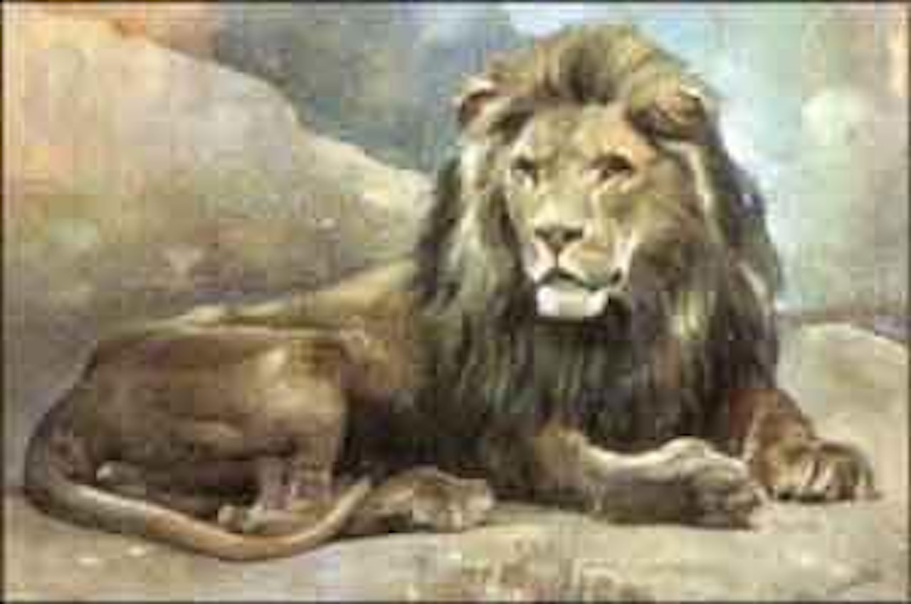 Recumbent lion by Joseph Crawhall