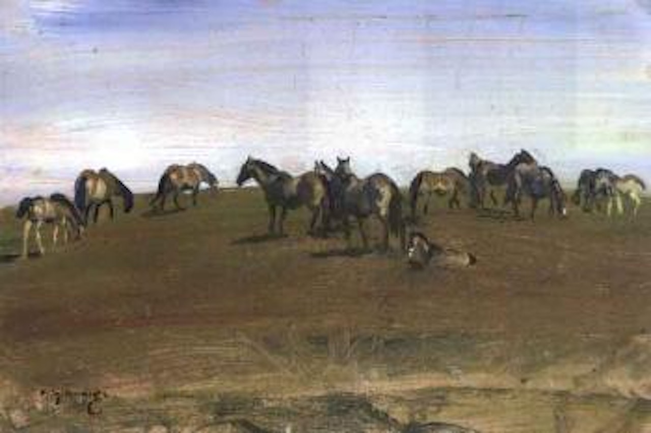 Exmoor ponies, study no.17 by Alfred James Munnings