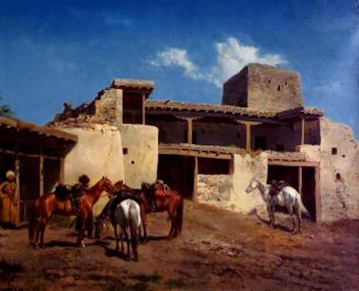 The break - figures and horses by house by Konstantin Nikolaivich Filippov