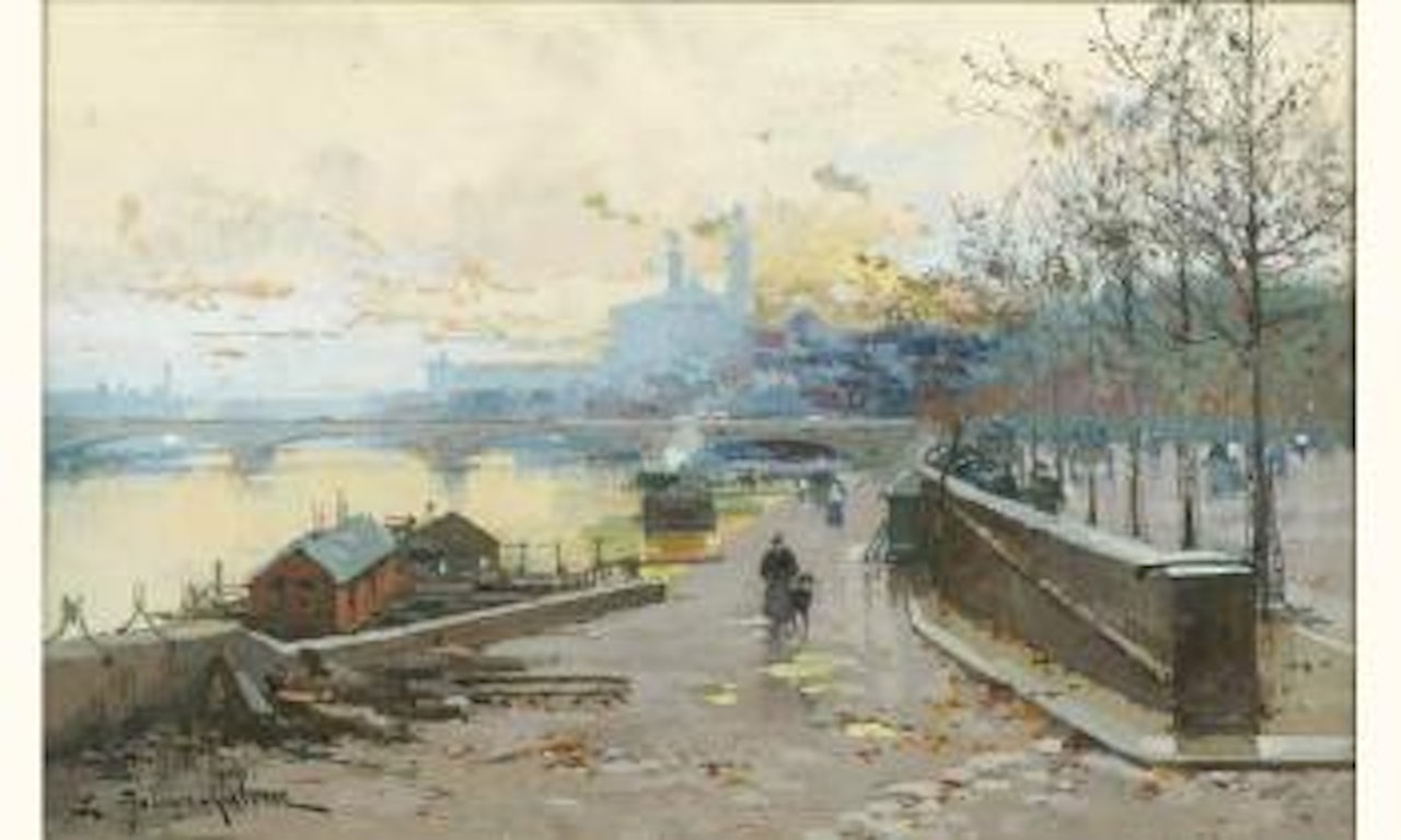 L'ancien Trocadero, vu des quais by Eugene Galien-Laloue